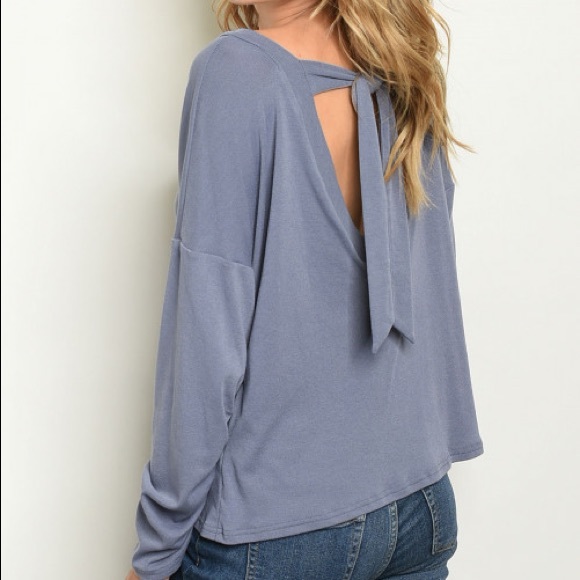 Indigo Tie V Back Top - Picture 2 of 3